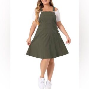 NWT Plus Sized Agnes Orinda Overall Green Denim Dress 1X